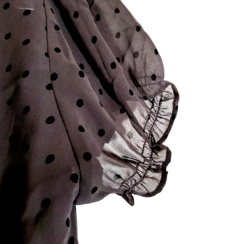 Guess Gray Polka Dots Sheer Blouse Like New S - Picture 5 of 8